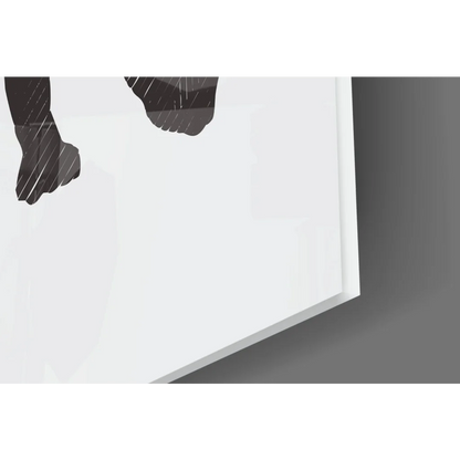 Stunning rhino glass wall art with black feet silhouette and diagonal lines