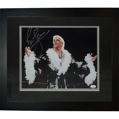 Ric Flair signed deluxe framed 11x14 photo in black robe