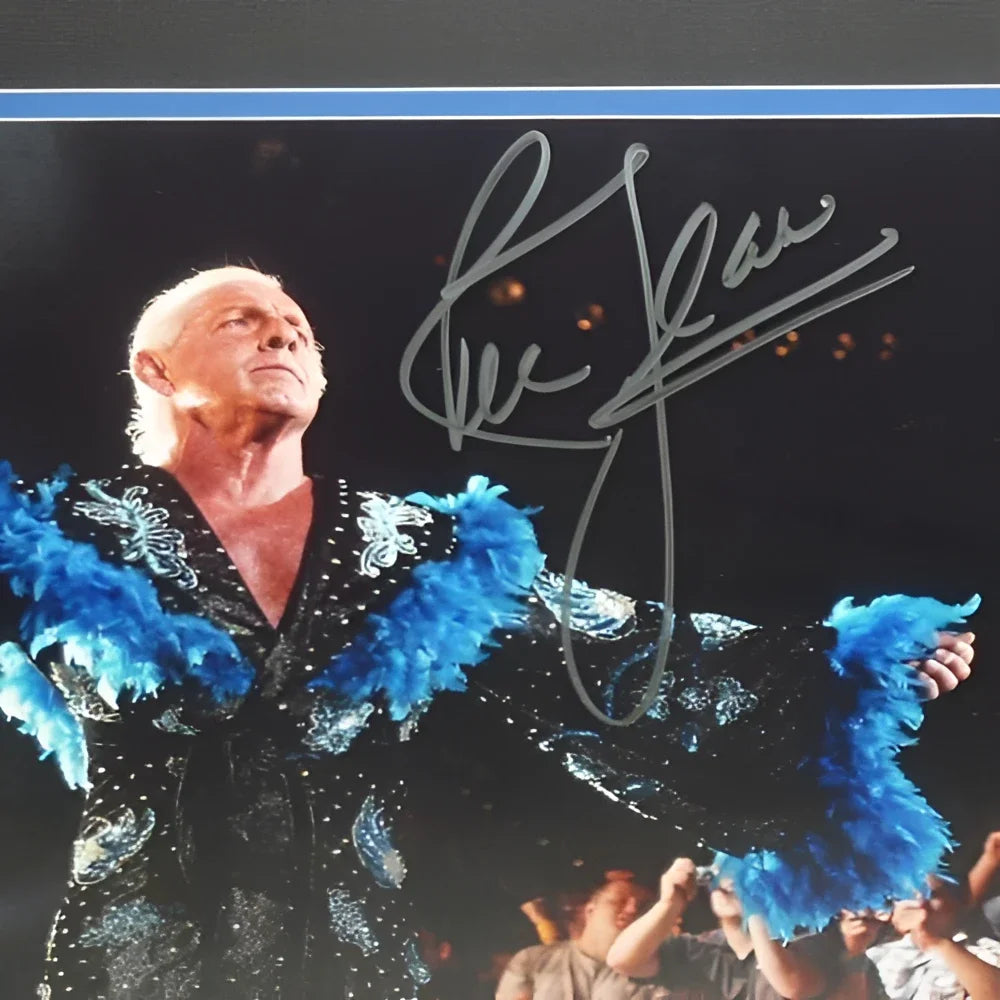 Ric Flair autographed deluxe framed 11x14 photo in blue robe