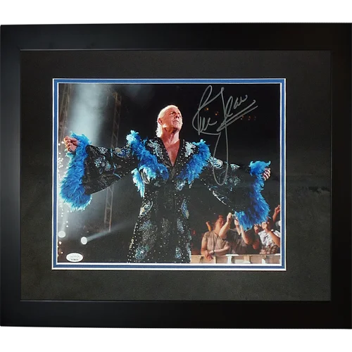 Ric Flair autographed deluxe framed 11x14 photo in blue robe with JSA