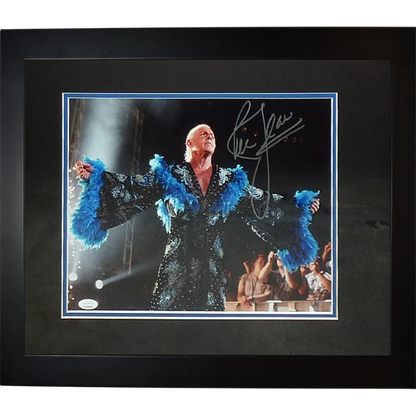 Ric Flair autographed deluxe framed 11x14 photo in blue robe with JSA