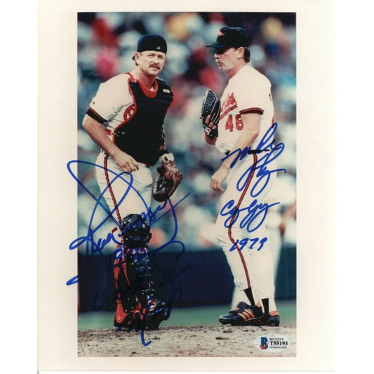 Rick Dempsey signed 8x10 photo of Orioles uniform with red accents
