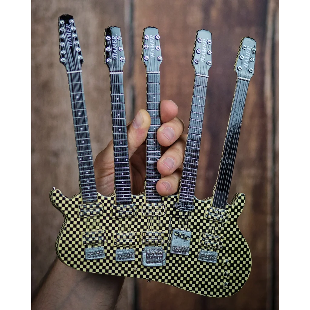 Rick Nielsen axe heaven officially licensed guitar replica collectible with 5-fingered pin