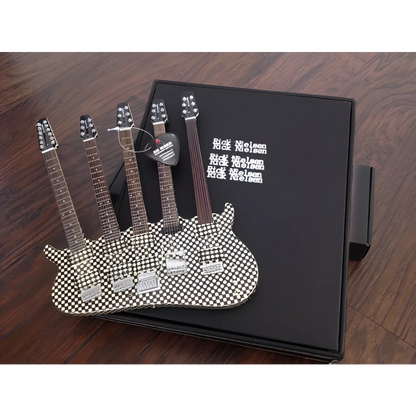 Rick Nielsen officially licensed mini guitar by Axe Heaven® with checkered pattern