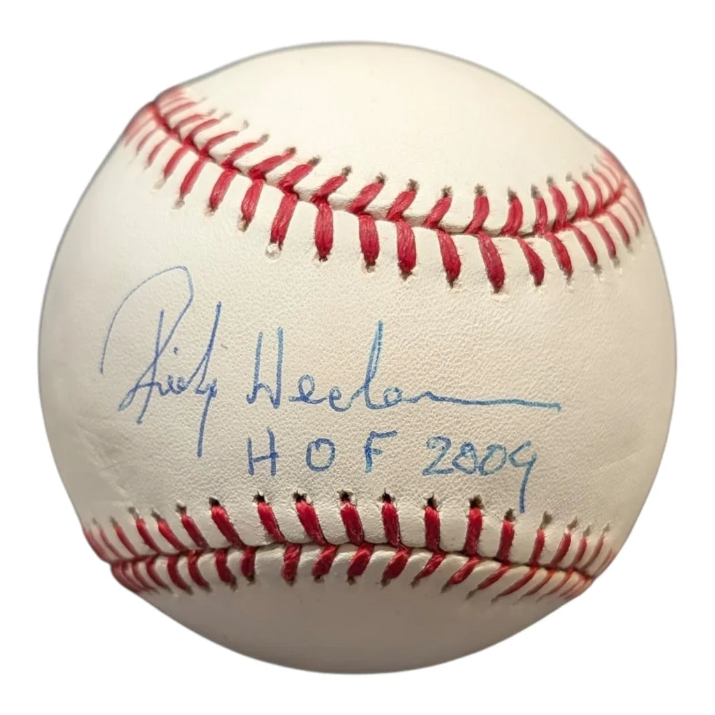 Rickey Henderson autographed MLB baseball with red stitching, HOF 2009 JSA certified