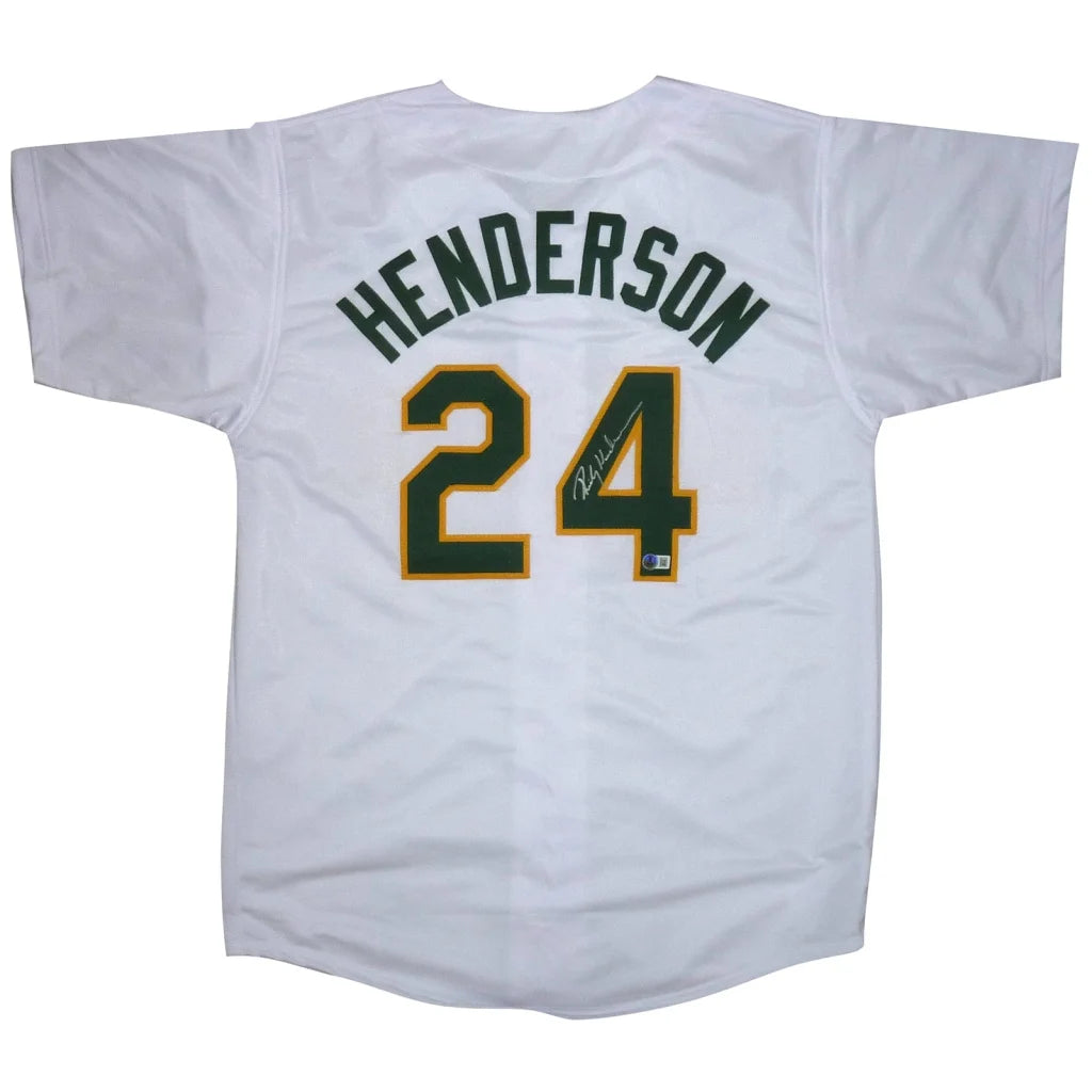 Rickey Henderson autographed white custom jersey with #24