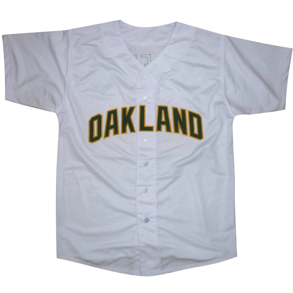 Rickey Henderson autographed white Oakland custom jersey #24