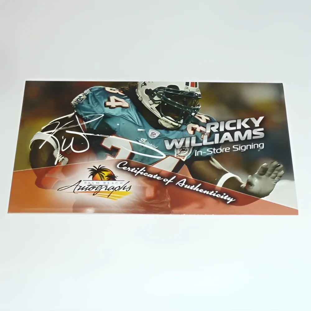 Ricky Williams autographed Miami orange #34 jersey with puff puff run