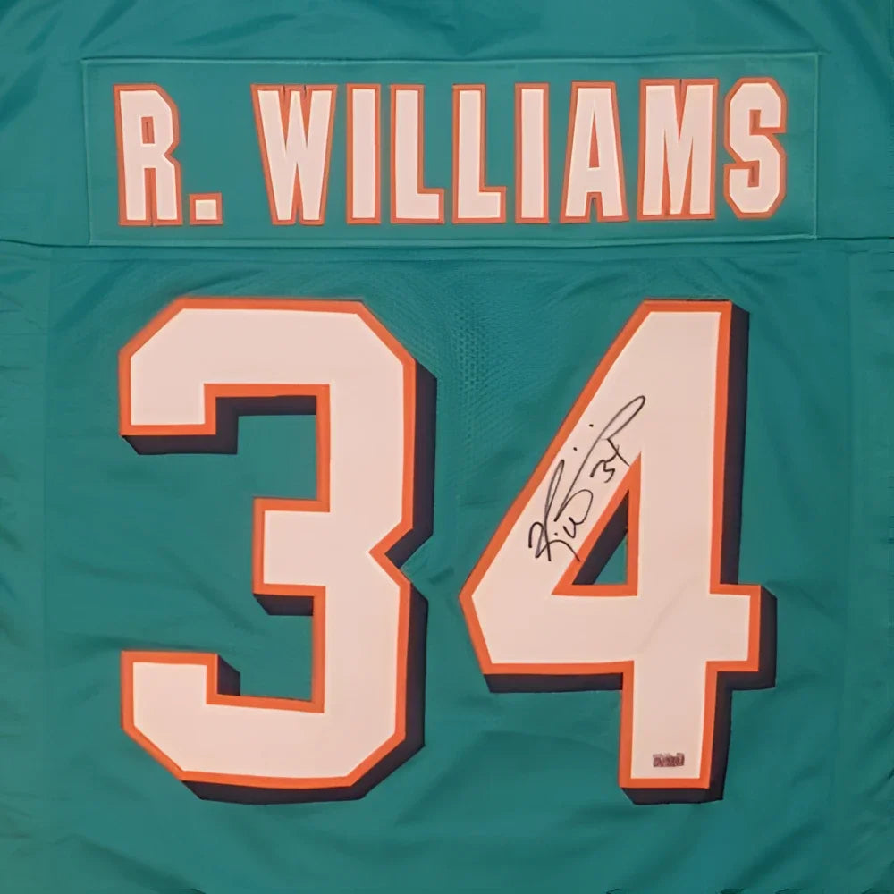 Ricky Williams autographed teal Miami Dolphins jersey with R name