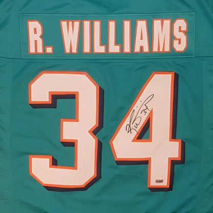 Ricky Williams autographed teal Miami Dolphins jersey with R name
