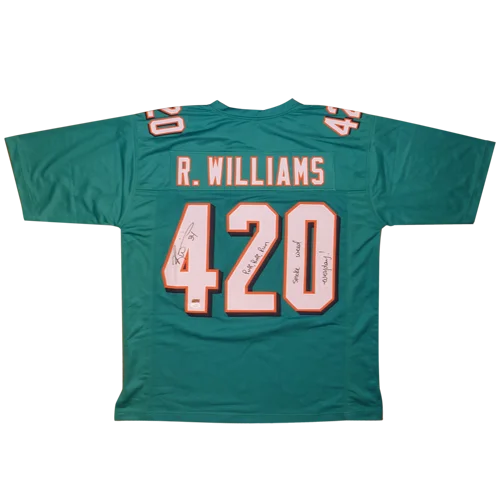 Ricky Williams autographed teal Miami Dolphins jersey with smoke weed everyday