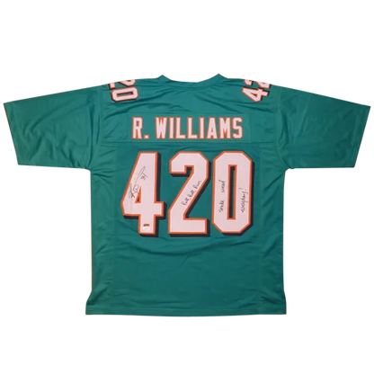 Ricky Williams autographed teal Miami Dolphins jersey with smoke weed everyday