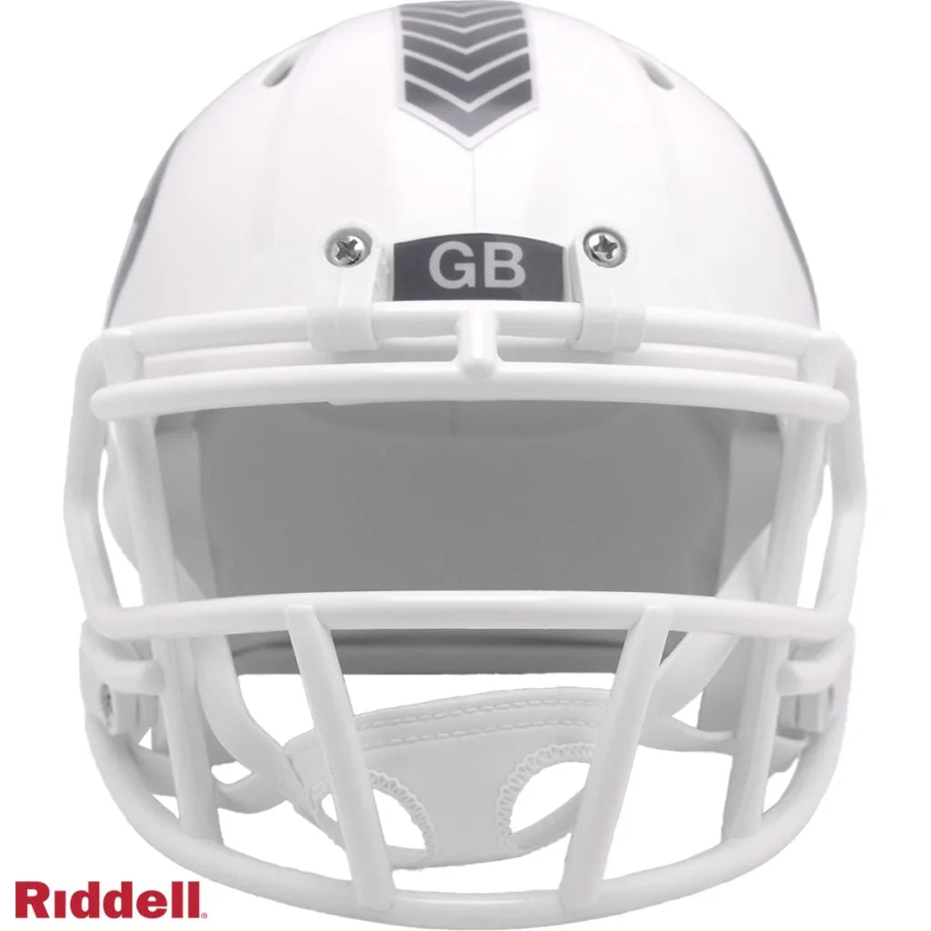 Riddell NFL Salute to Service camo helmet with white gray design and GB logo