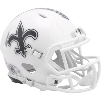 White Riddell NFL Salute to Service Saints helmet with fleur-de-lis