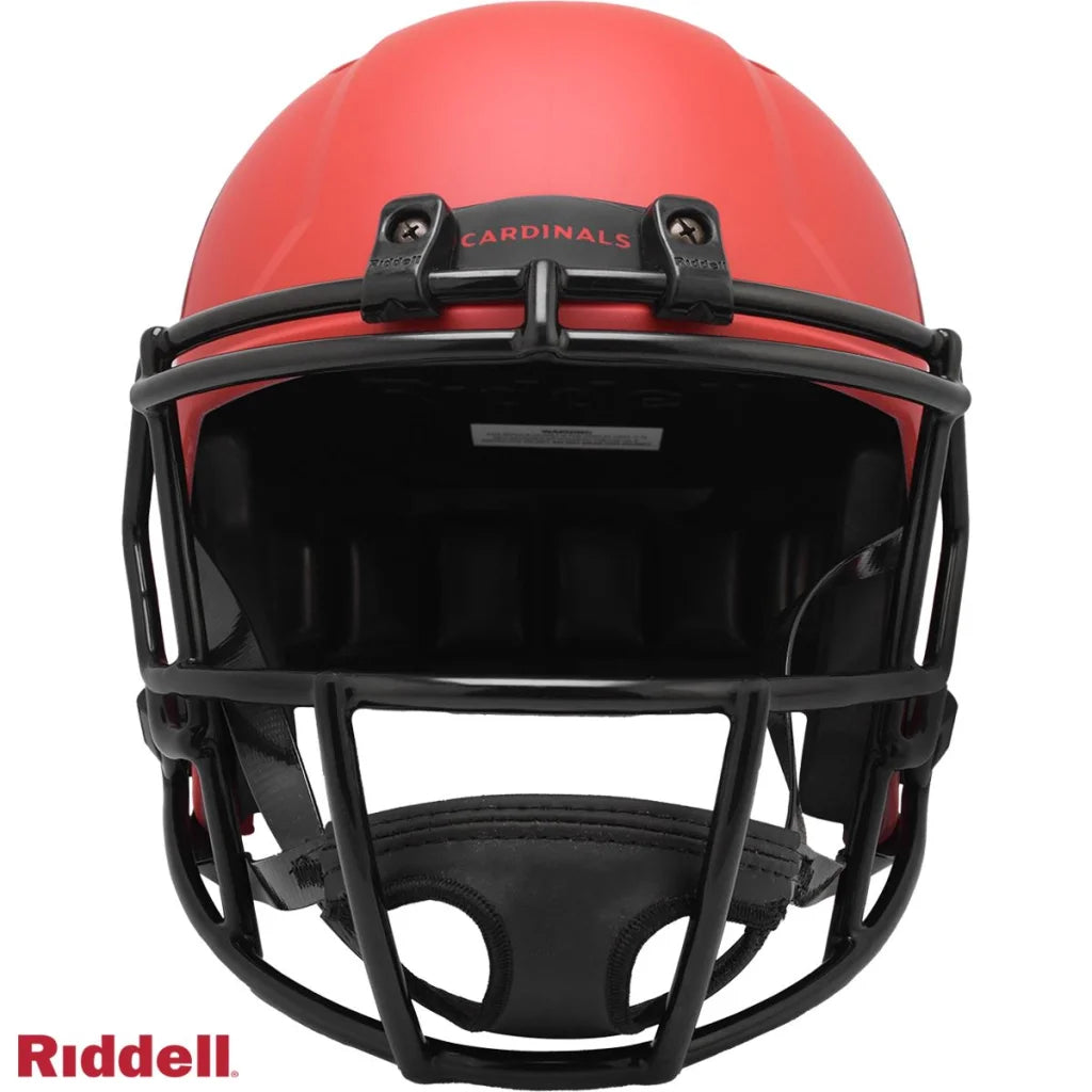 Red matte Riddell Cardinals replica football helmet with black faceguard