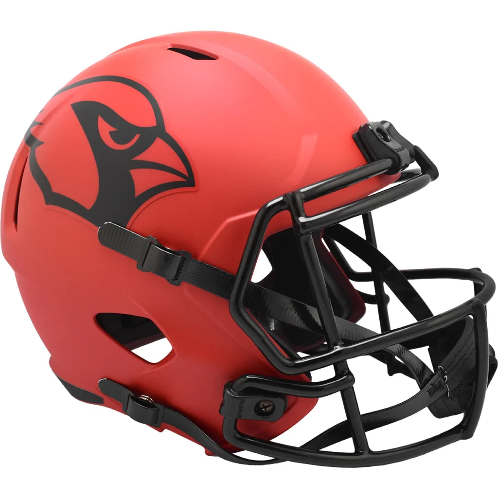 Red Riddell replica football helmet features bold matte red Cardinals design