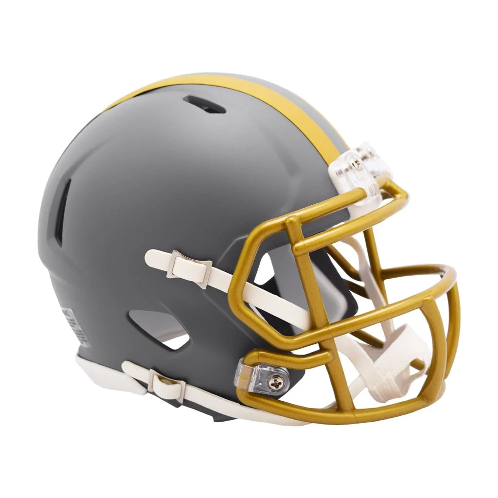 Riddell Revolution Speed mini football helmet in matte black with gold accents