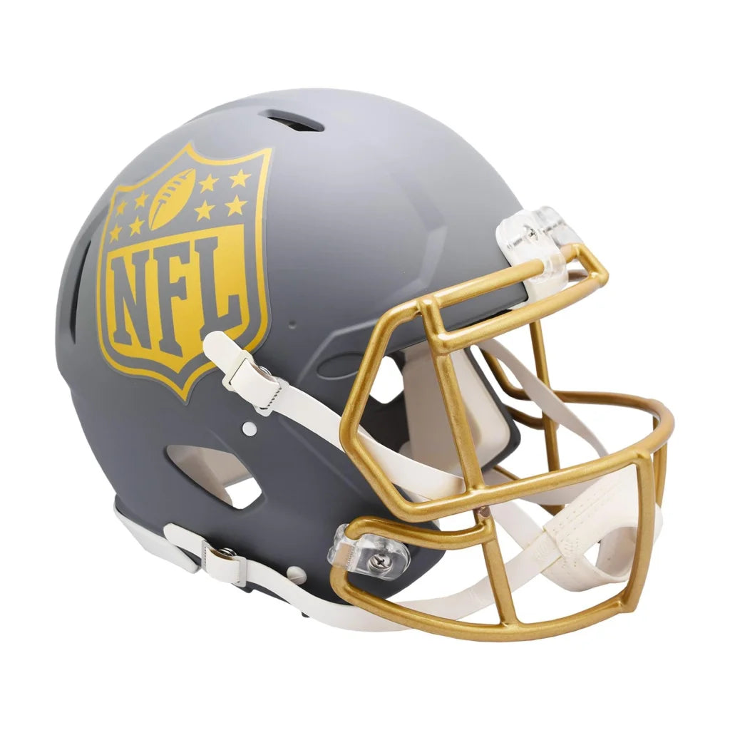 Riddell Slate Collection NFL Helmet Matte Black Gold Edition | Creative Sports | vintageantiquesgifts.com