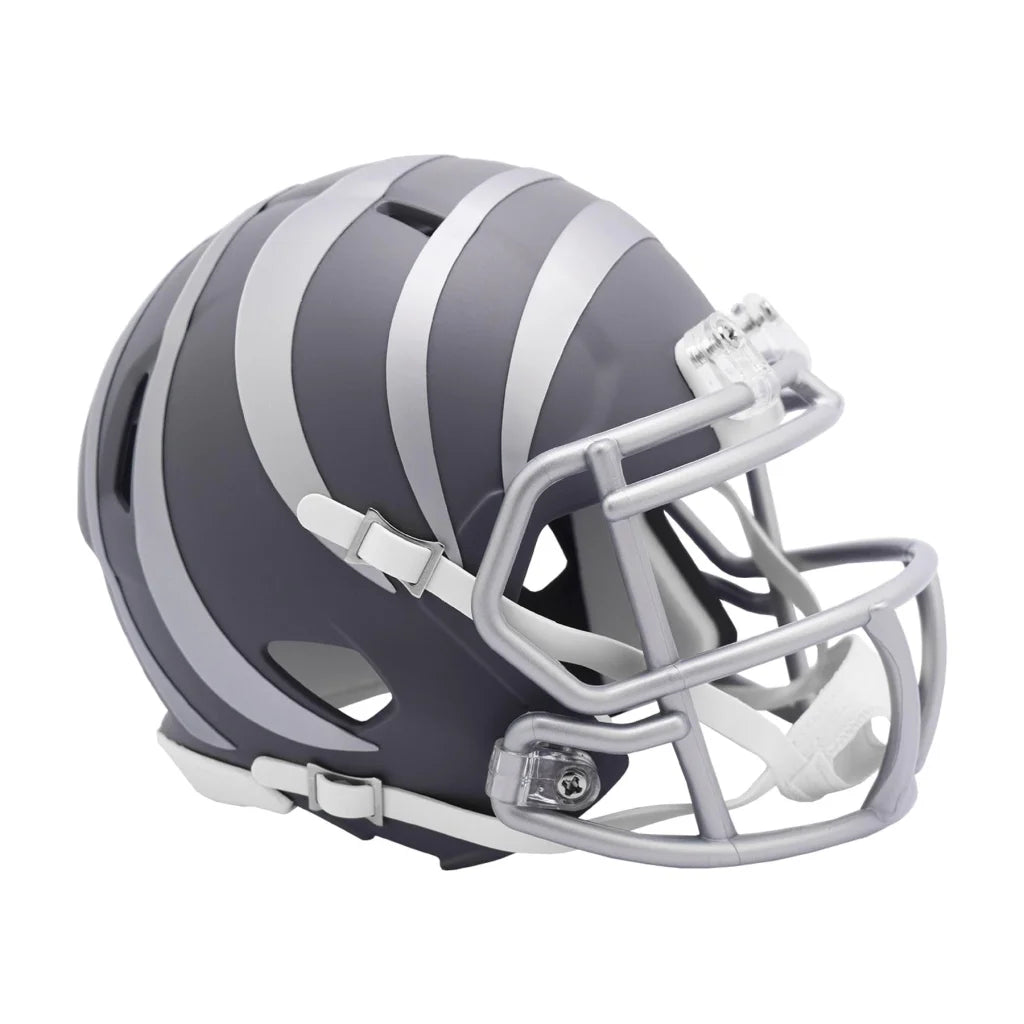 Riddell Slate silver striped football helmet with clear visor
