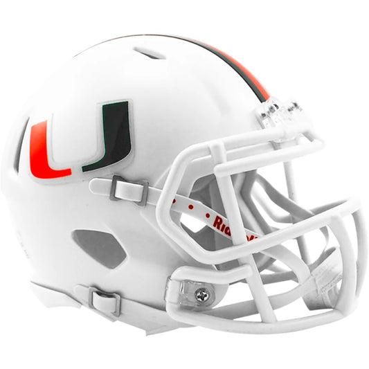 Riddell Speed Mini helmet with white shell and green orange logo