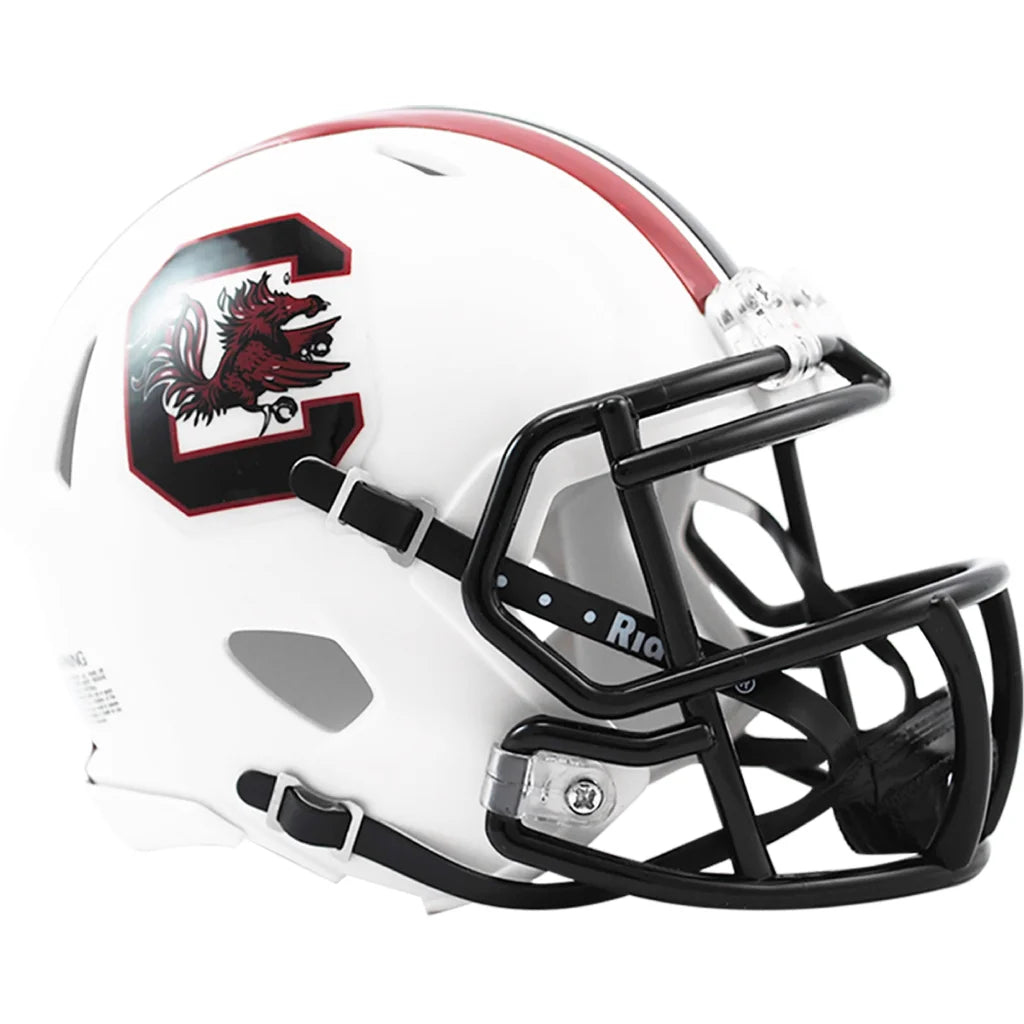 Riddell Speed Mini helmet with white shell and red black dragon logo