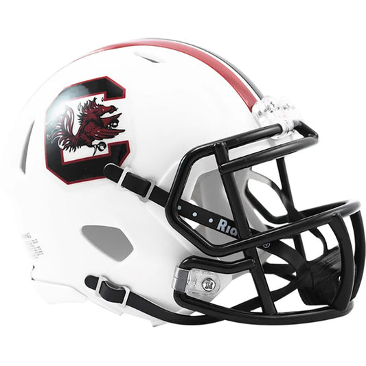 Riddell Speed Mini helmet with white shell and red black dragon logo