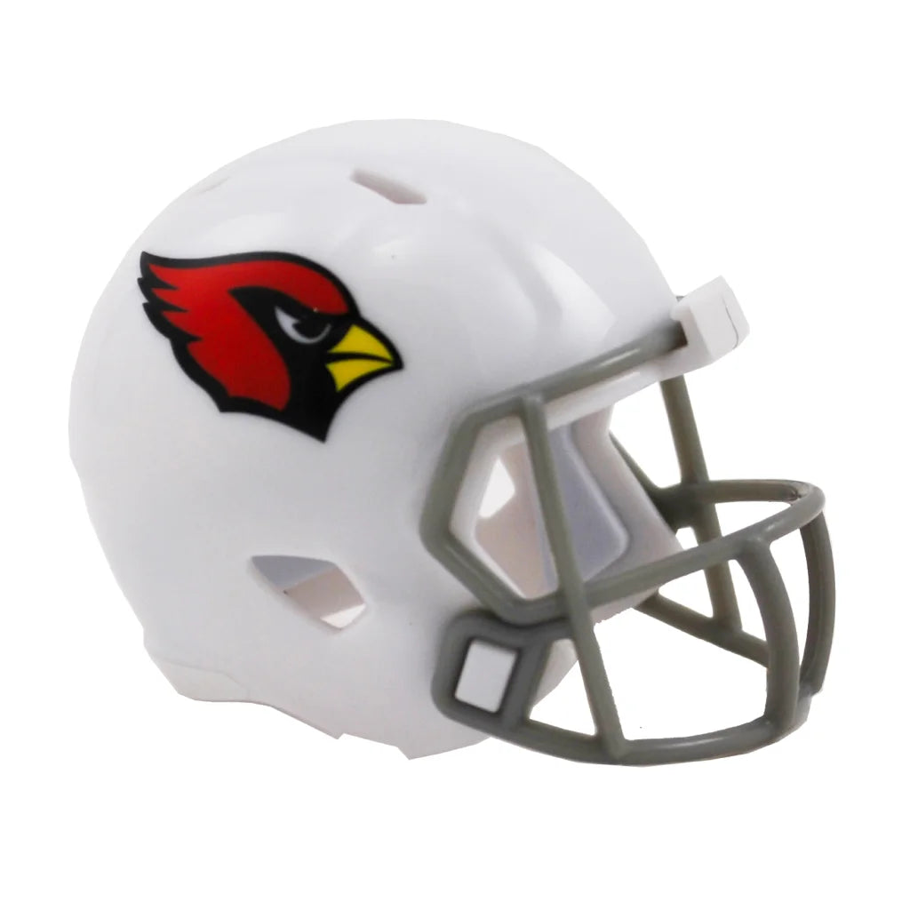 White Arizona Cardinals Riddell Speed Pocket Pro mini helmet with red bird logo