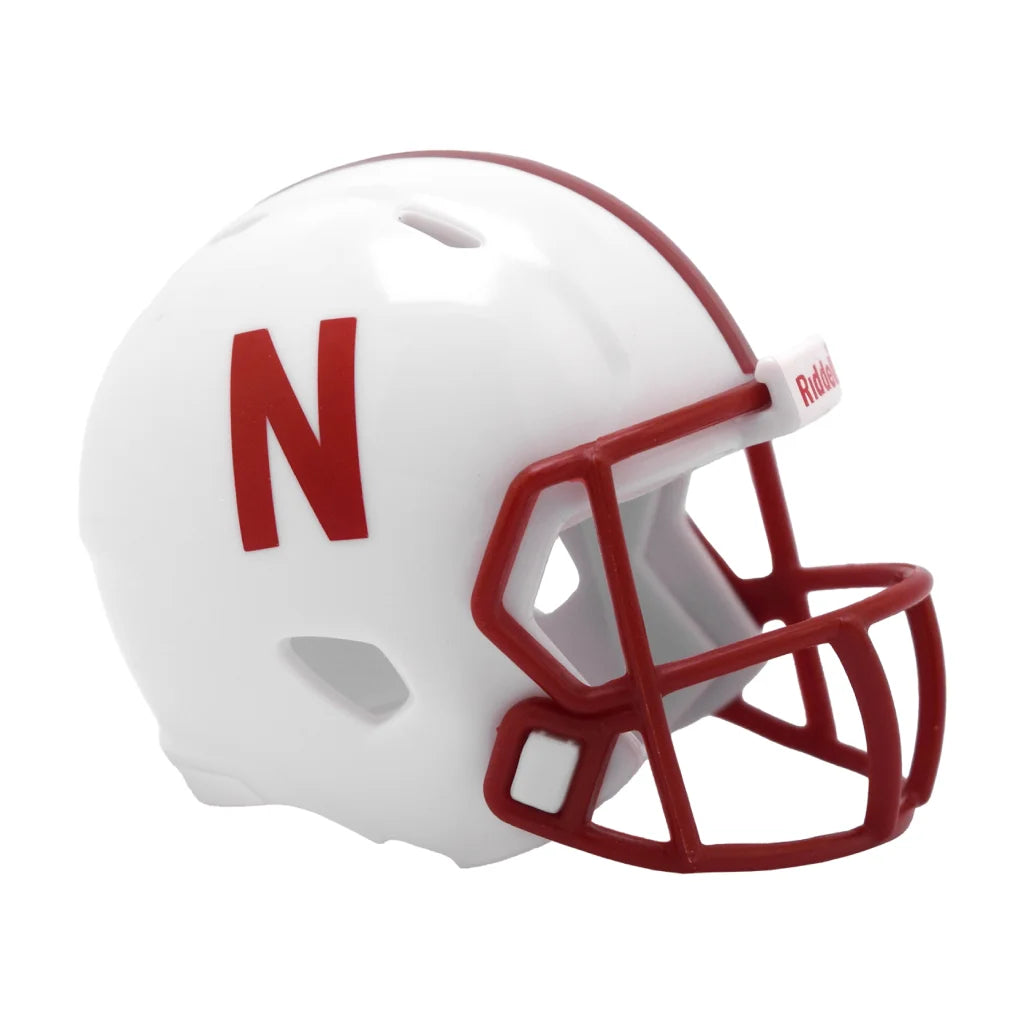 White and red Nebraska Riddell Speed Pocket Pro mini football helmet