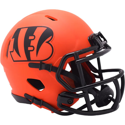 Matte orange Riddell SpeedFlex mini football helmet features Bengals logo