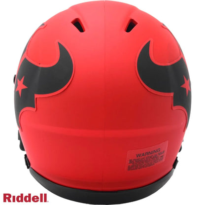 Red matte Riddell SpeedFlex mini football helmet with black horns and stars