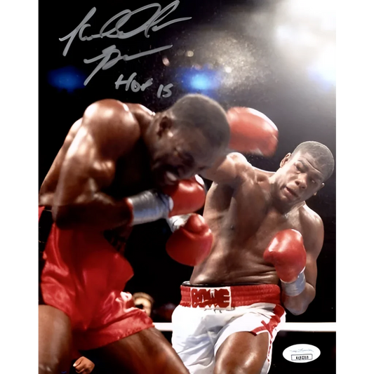 Riddick Bowe autographed boxing photo vs Holyfield from private signing