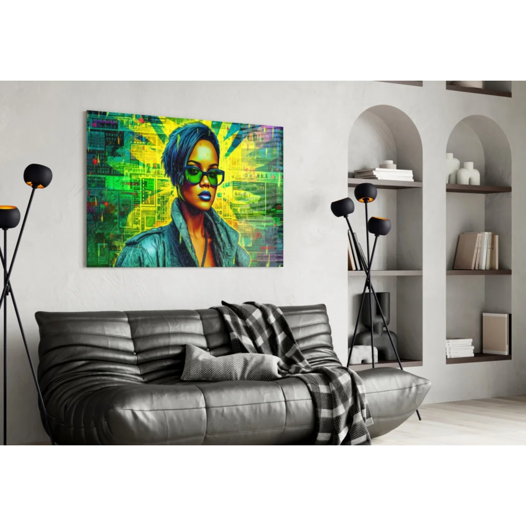 Neon Rihanna Pop Art Glass Wall Art Print | Contemporary Home Wall Art | vintageantiquesgifts.com