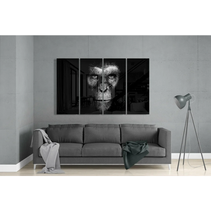 Intense Chimpanzee Triptych Wall Art in Striking Black and White | Modern Wall Art Decor | vintageantiquesgifts.com