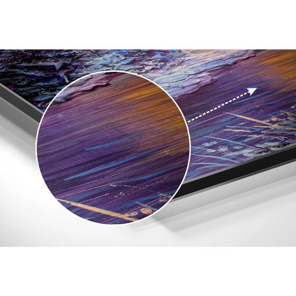 Vibrant abstract painting on brushed aluminium dibond print