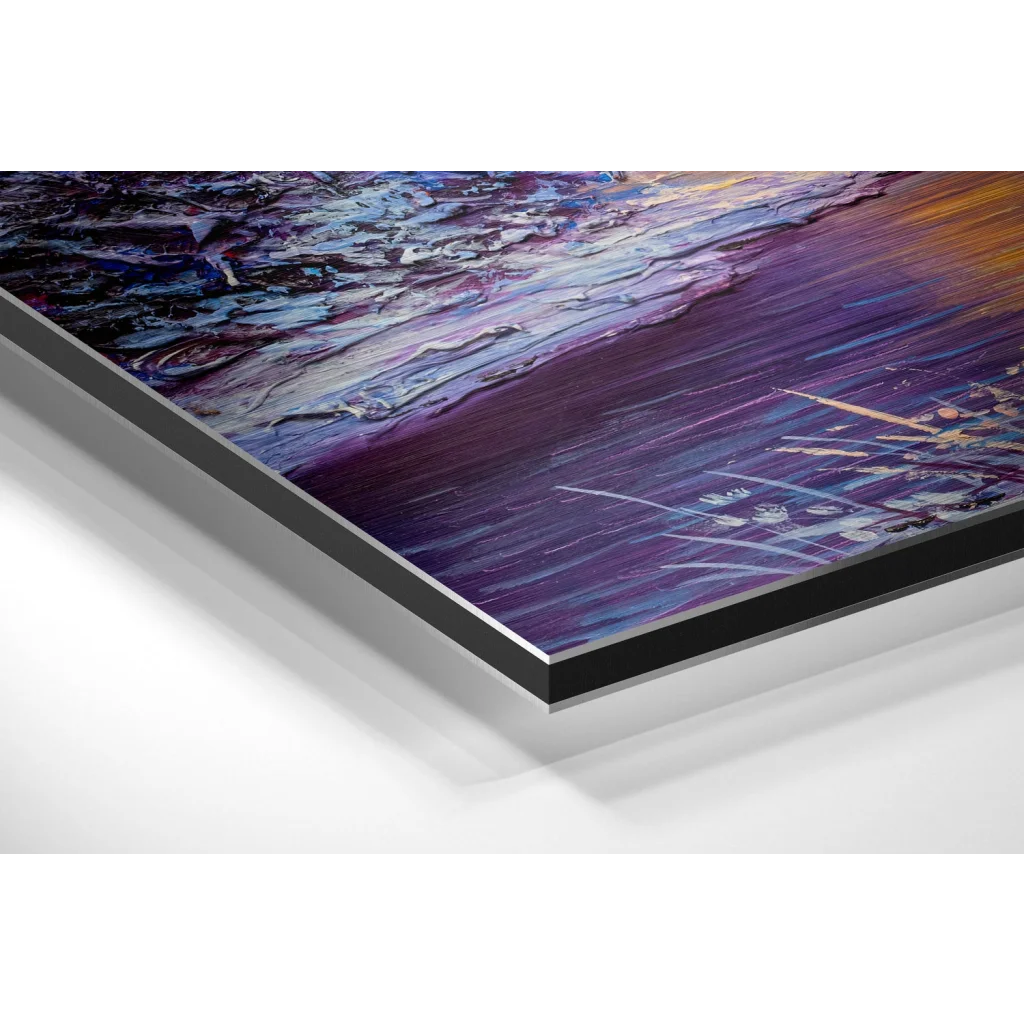 Vibrant abstract ocean on brushed aluminium dibond print
