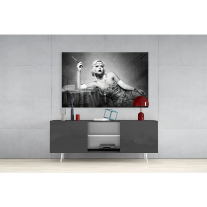 Glamorous 1920s flapper woman in black-and-white wall art