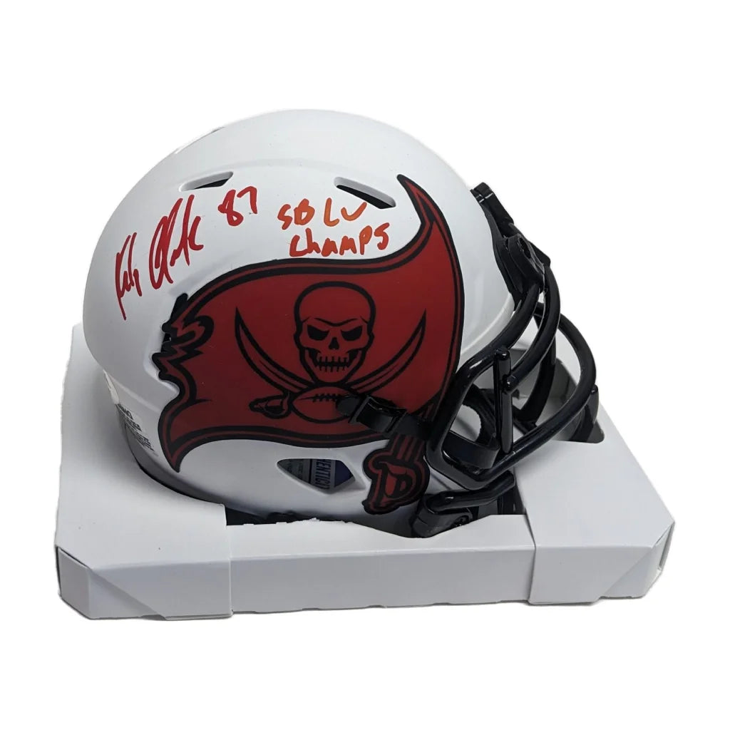 Rob Gronkowski signed Tampa Bay Bucs lunar mini helmet with skull design