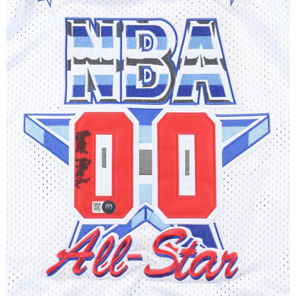 White NBA All-Star jersey with 00 in red signed by Robert Parish for Parish Signed Jersey