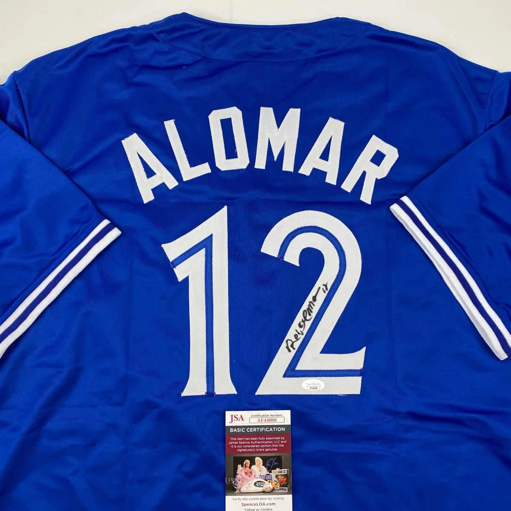 Roberto Alomar signed custom Toronto Blue Jays jersey with JSA certification for sports fans