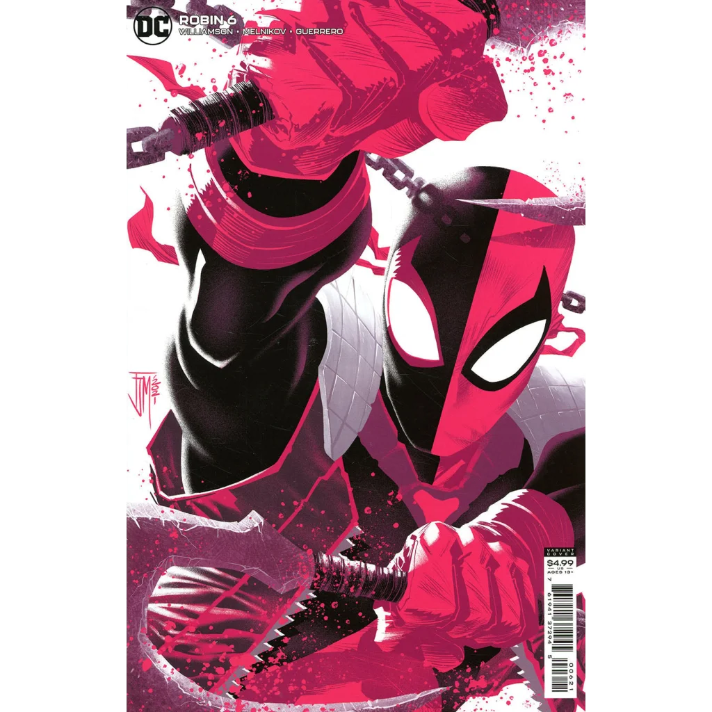 Dynamic Spider-Man in red black suit vs chains on pink, Francis Manapul Cvr B card