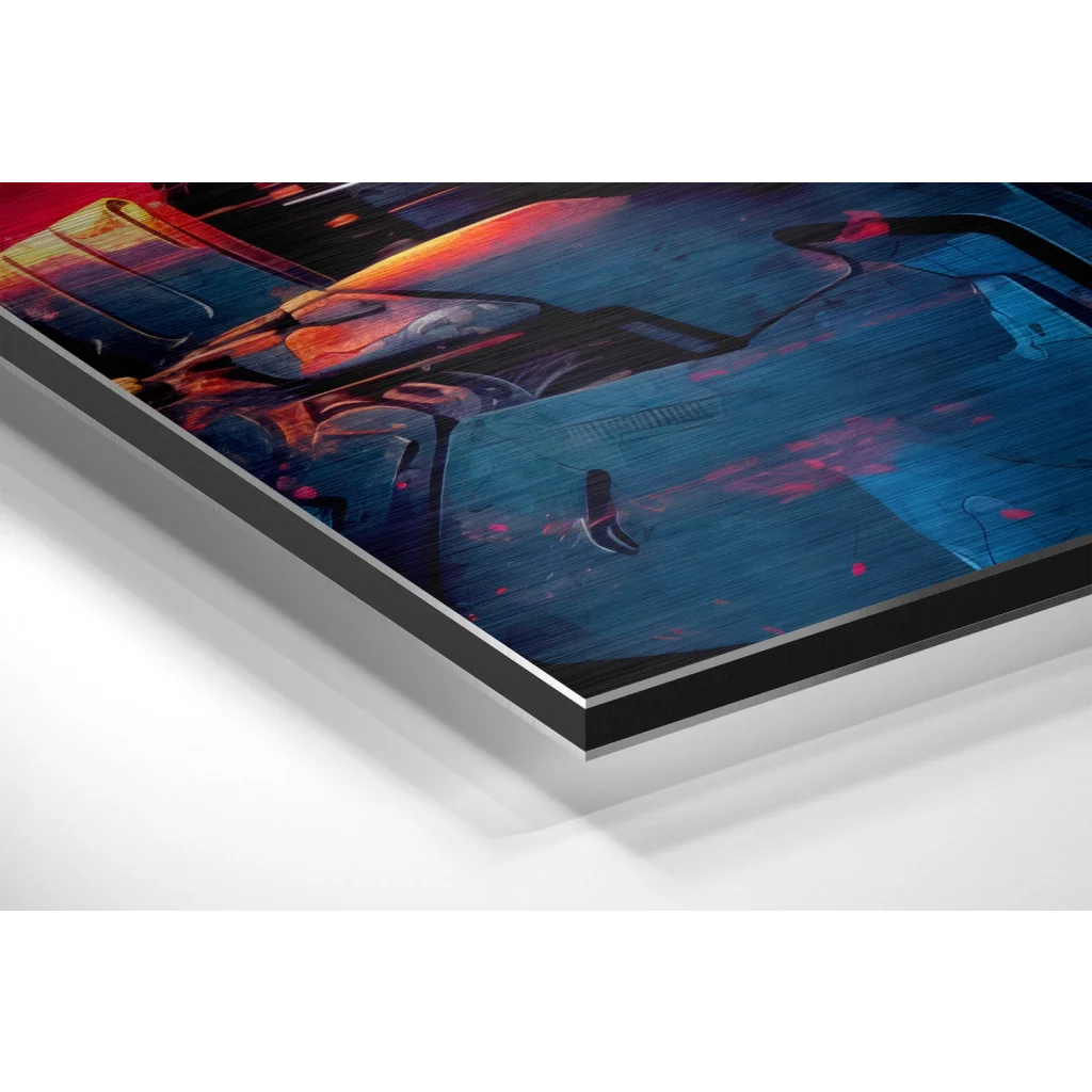 Glass Wall Art Vibrant cyberpunk art on brushed aluminium dibond print