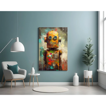 Colorful Robot Splash Wall Art Canvas Print | Contemporary Home Wall Art | vintageantiquesgifts.com