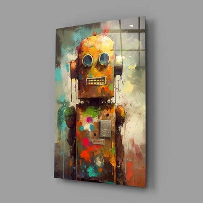 Colorful Robot Splash Wall Art Canvas Print | Glass Wall Art Print | vintageantiquesgifts.com