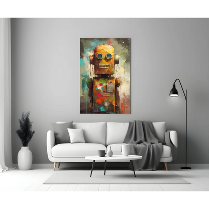 Colorful Robot Splash Wall Art Canvas Print | Modern Wall Art Decor | vintageantiquesgifts.com