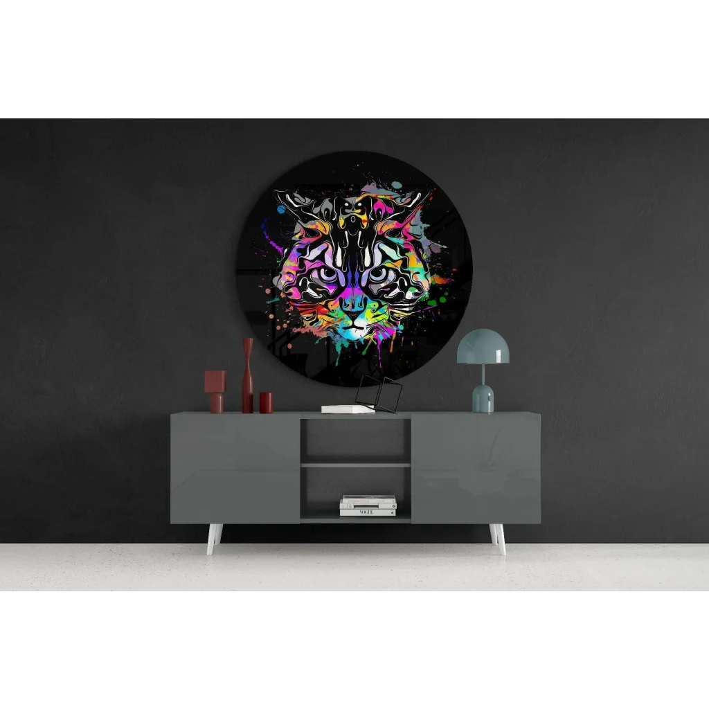 Fierce tiger tempered glass art clock with bold vibrant colors