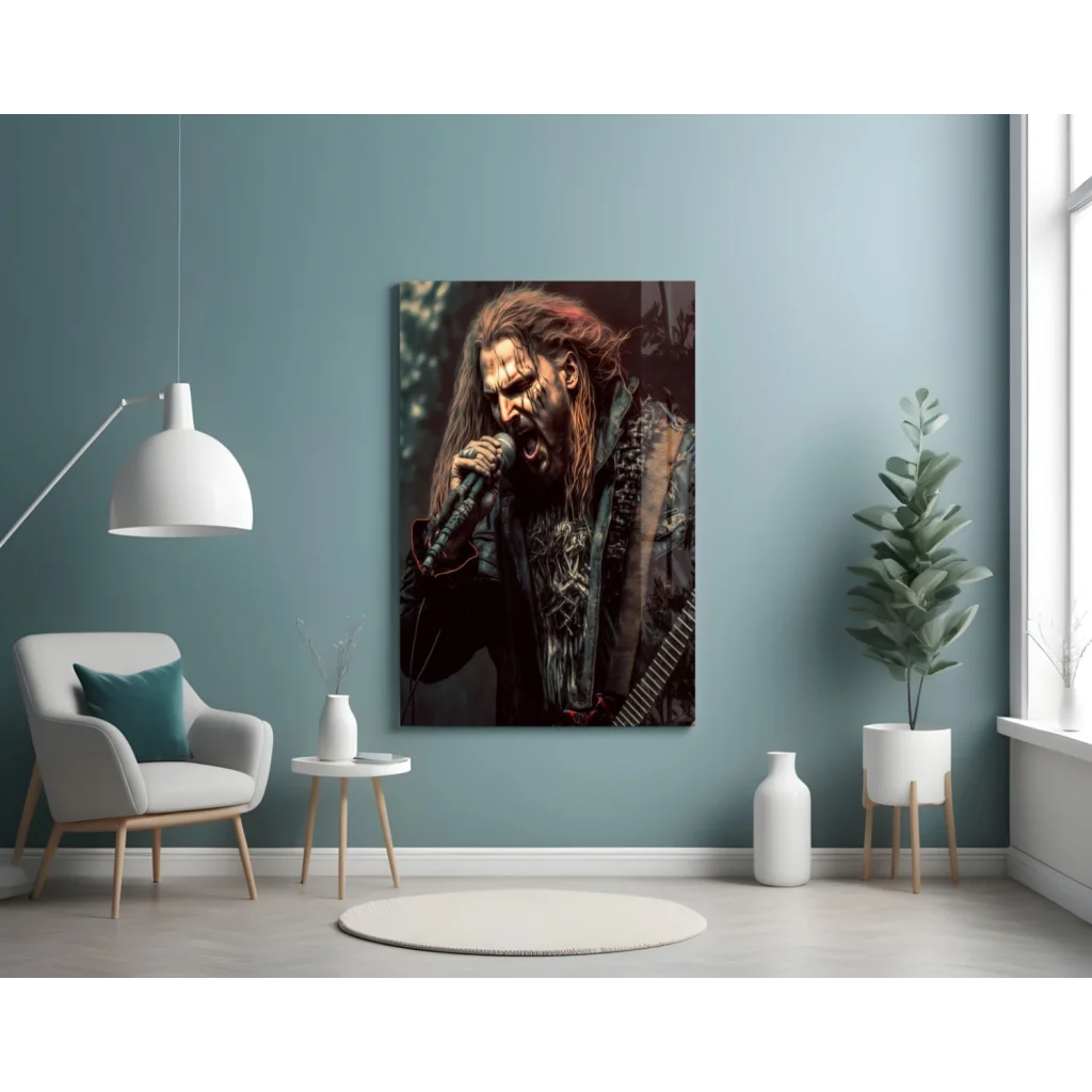 Epic Metal Singer Glass Wall Art Print | Contemporary Home Wall Art | vintageantiquesgifts.com