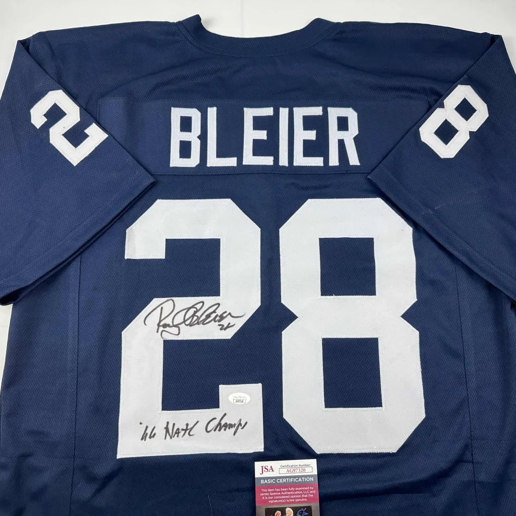 Navy blue Rocky Bleier 28 custom jersey with white lettering, perfect for sports league fans