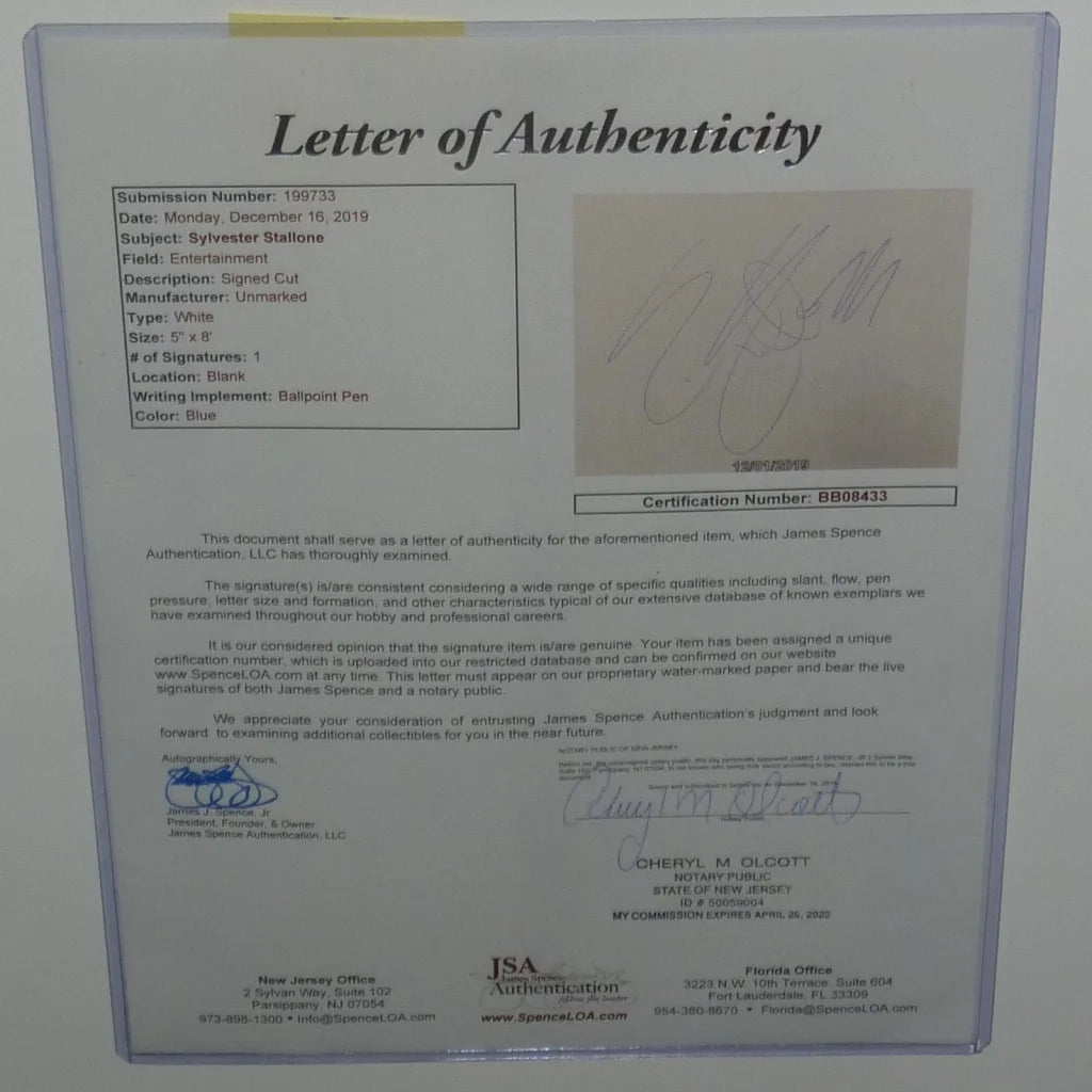 Deluxe framed Rocky movie poster with JSA letter of authenticity