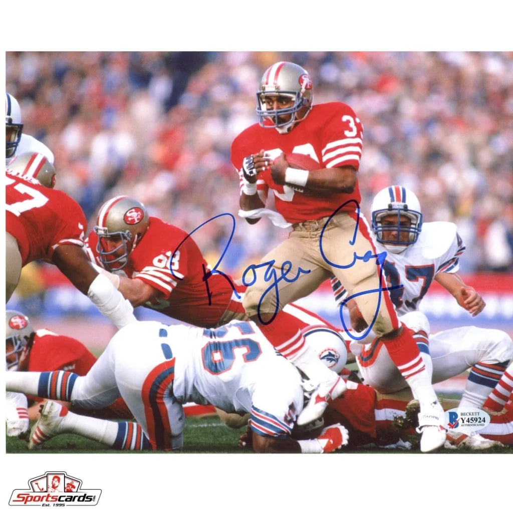 Roger Craig signed 8x10 photo in red white gold uniform with Beckett authentication