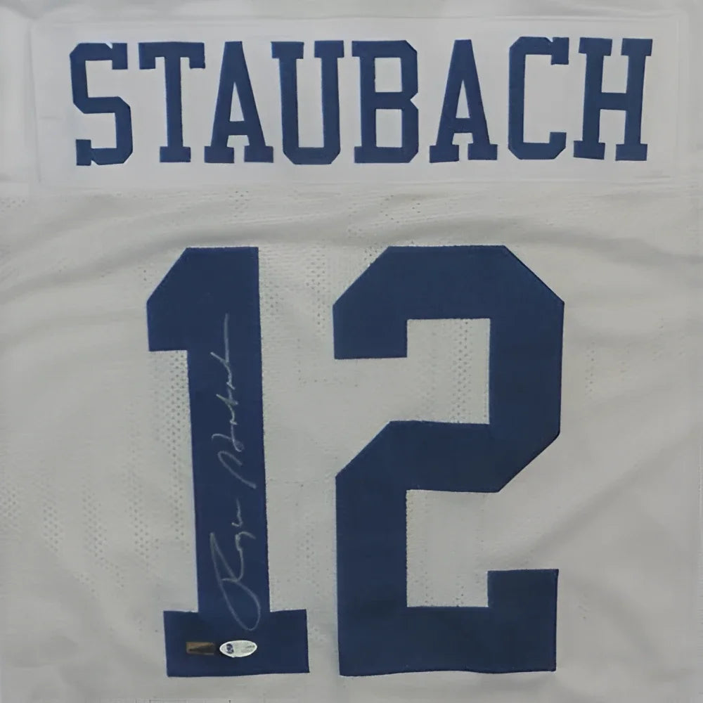 Roger Staubach autographed Dallas Cowboys white jersey #12